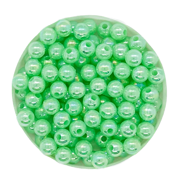 Perla plástica nacarada AB 6mm verde x 10gr