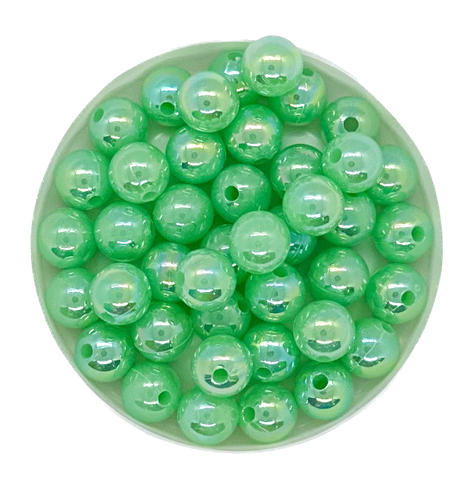 Perla plástica nacarada AB 8mm verde x 10gr 