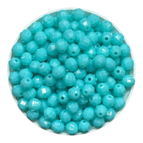 Bolita acrílica facetada verde agua opaco 8mm x 10g 
