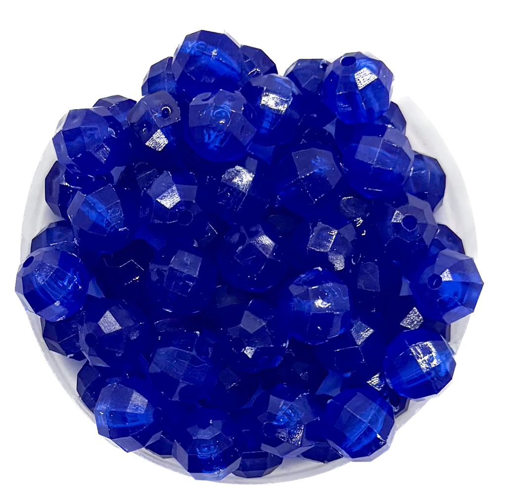 Bolita acrílica facetada azúl oscuro opaco 8mm x 10g