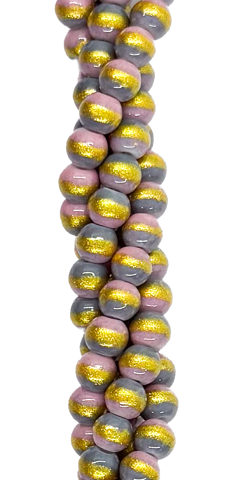 Vidrio bolita c/dorado 4mm x tira #1