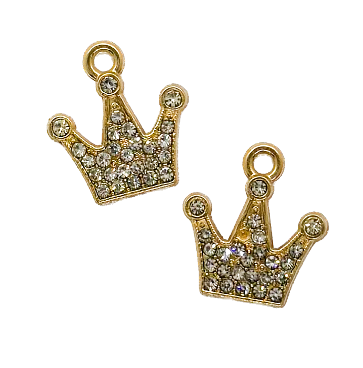 Dije fundición corona c/strass x 2 un. (2)