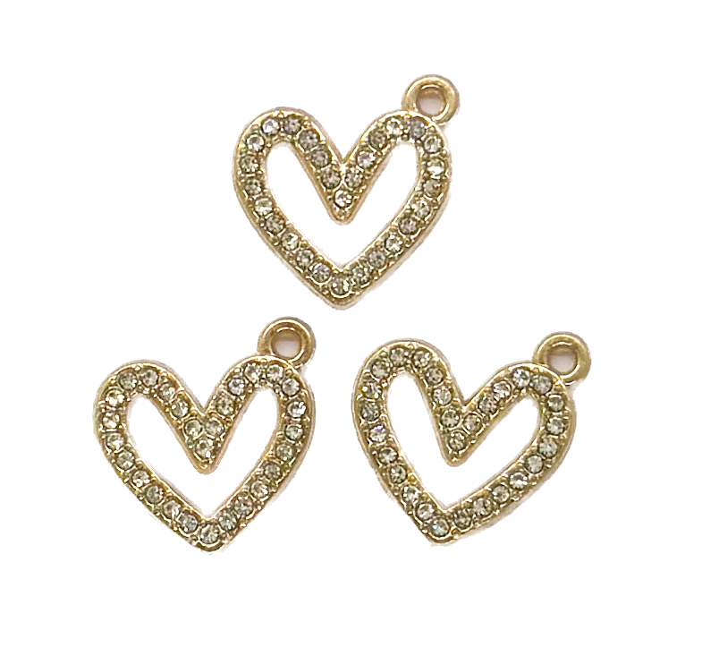 Dije fundición corazón chico c/strass x 2 un. (2)