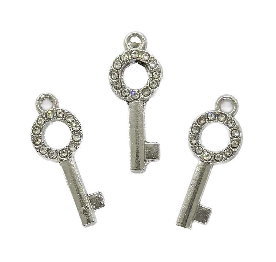 Dije fundición llave c/strass x 2 un.  (1)