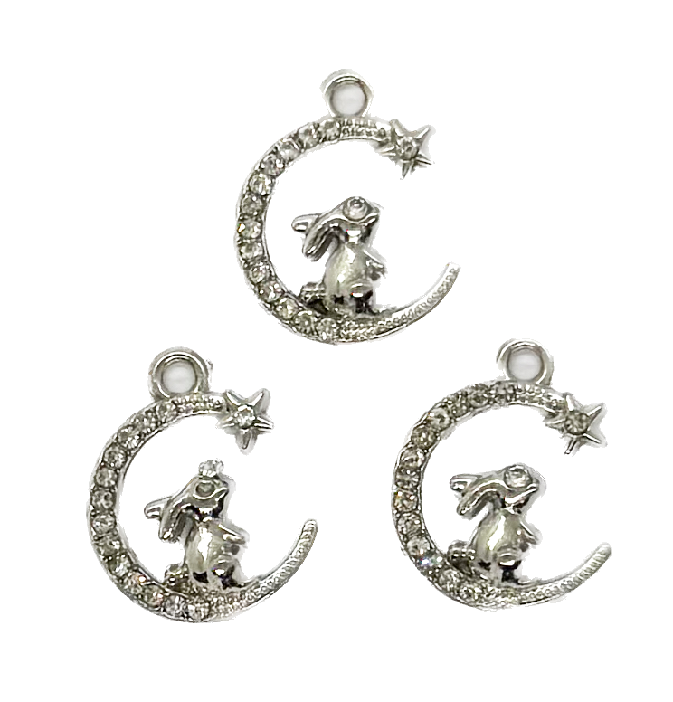 Dije fundición luna conejo c/strass x 2 un. (1) 