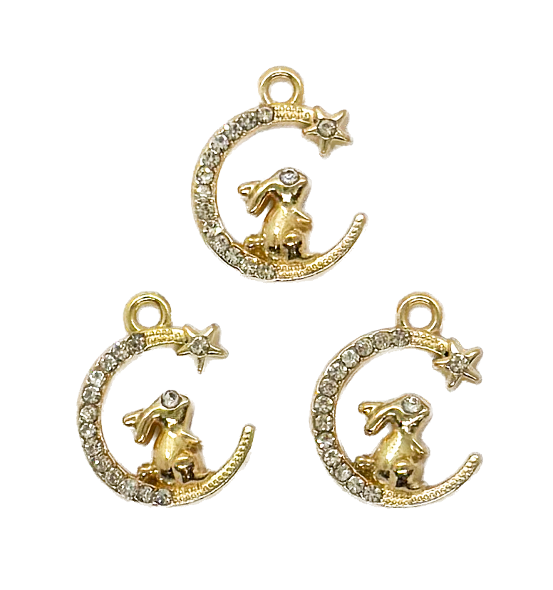 Dije fundición luna conejo c/strass x 2 un. (2) 