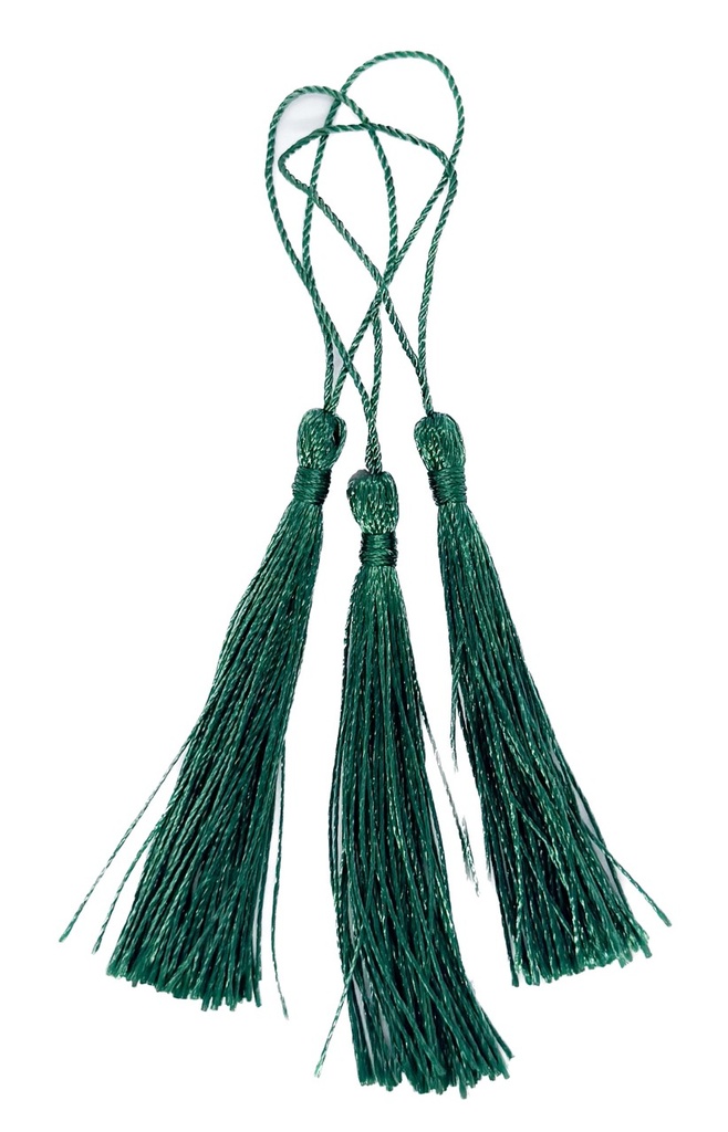 Fleco borla de seda verde x 10 un.
