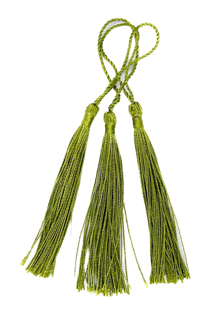 Fleco borla de seda verde manzana x 10 un.  