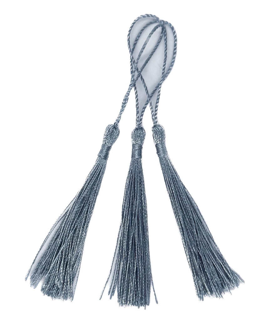 Fleco borla de seda azul plomo x 10 un. 