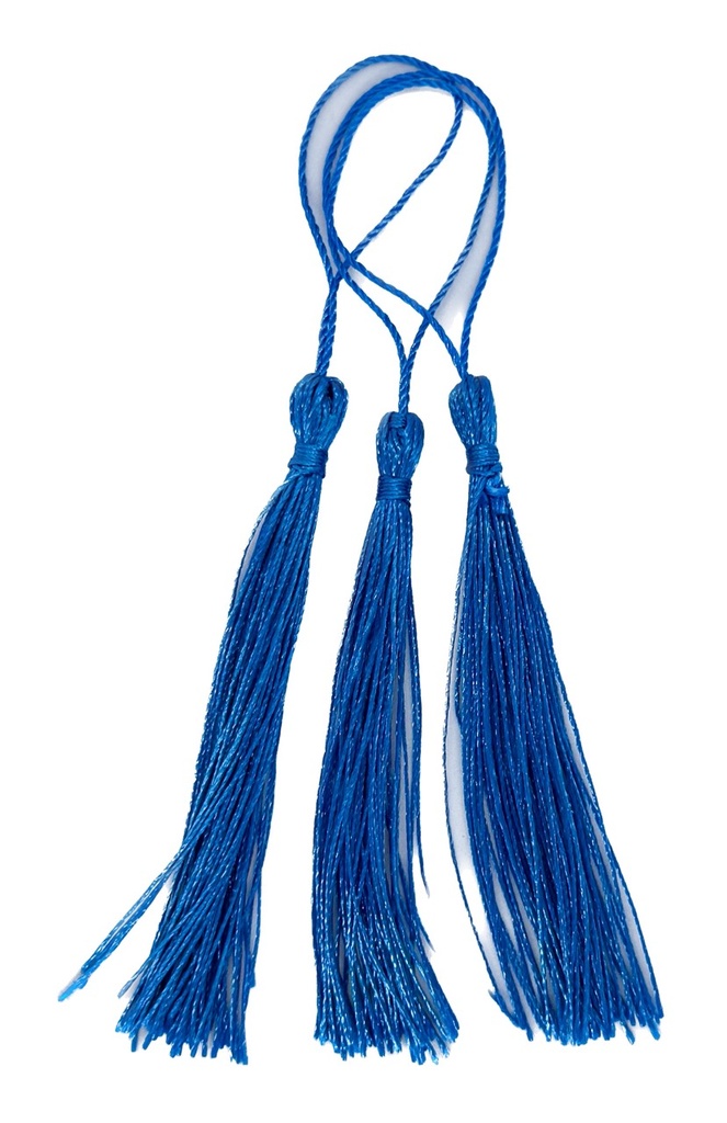 Fleco borla de seda celeste bandera x 10 un.  