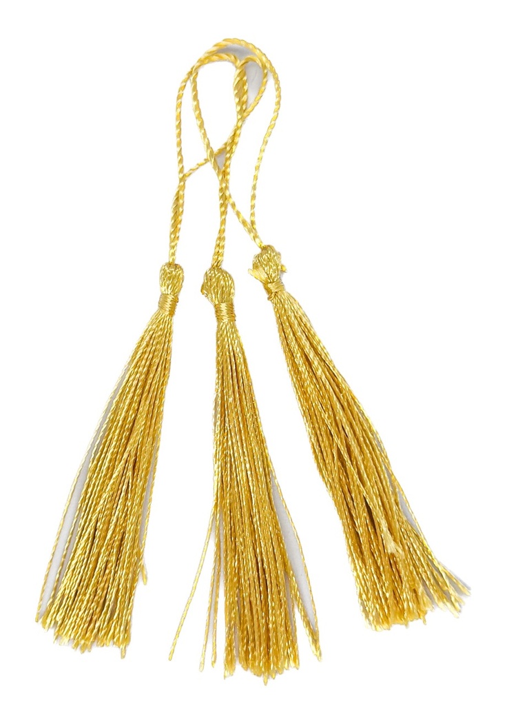 Fleco borla de seda dorado x 10 un.