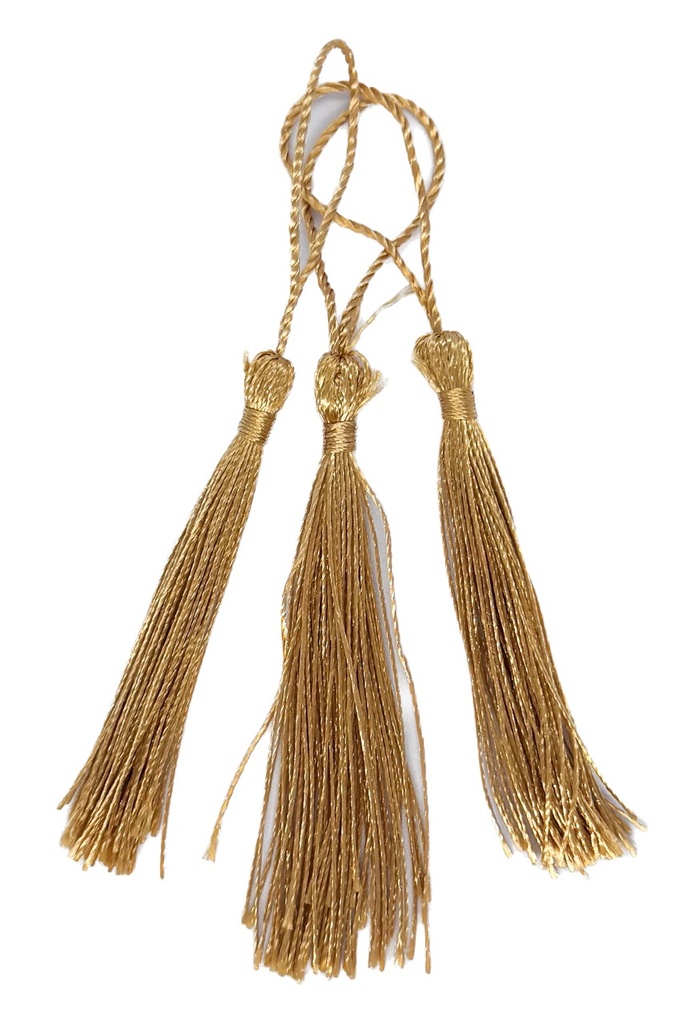 Fleco borla de seda marrón claro x 10 un.  