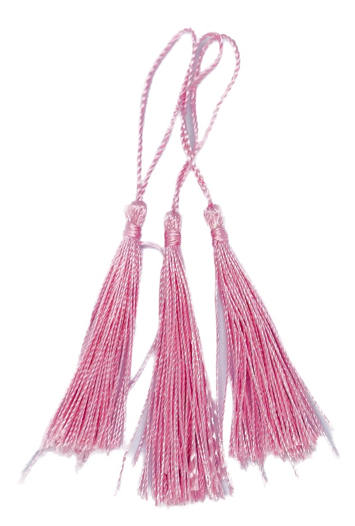 Fleco borla de seda rosa x 10 un.  