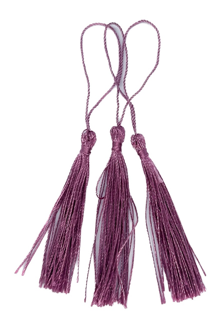 Fleco borla de seda lila x 10 un. 