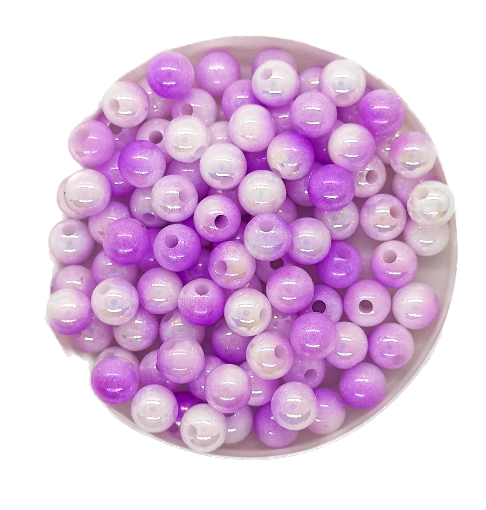 Perla plástica marmolada 6mm violeta x 10g 