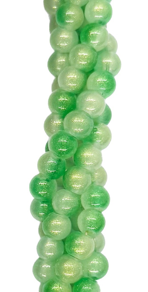 Vidrio bicolor bolita 6mm verde x tira 