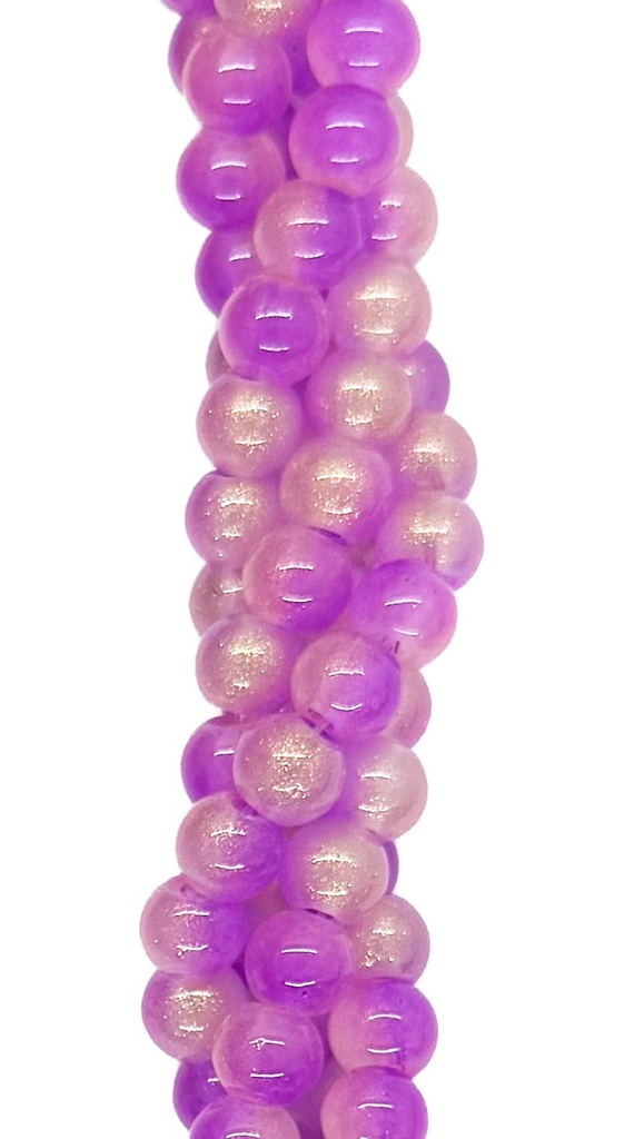 Vidrio bicolor bolita 6mm lila x tira 