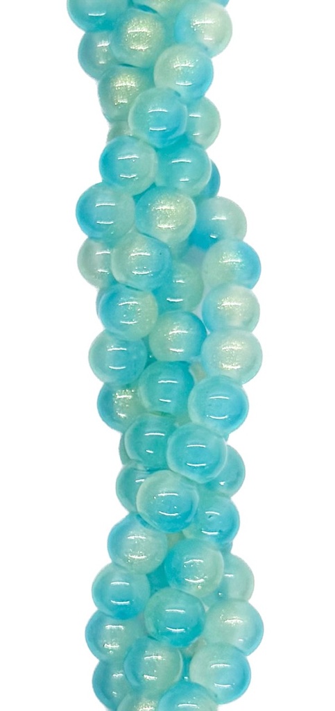 Vidrio bicolor bolita 6mm celeste x tira 