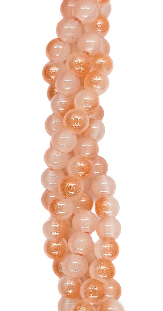 Vidrio bicolor bolita 6mm naranja x tira