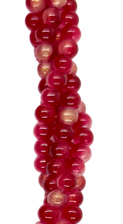 Vidrio bicolor bolita 4mm roja x tira 