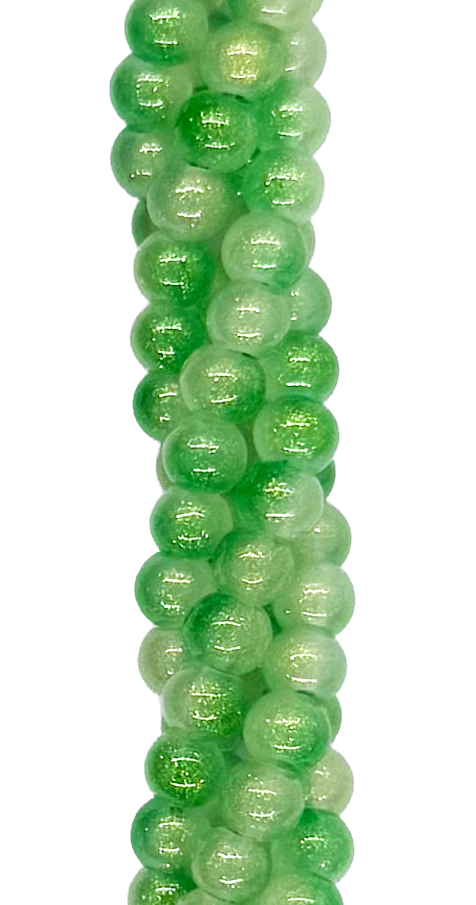 Vidrio bicolor bolita 4mm verde x tira 