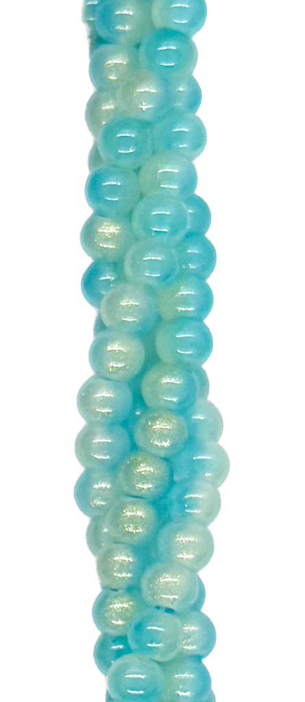 Vidrio bicolor bolita 4mm celeste x tira 