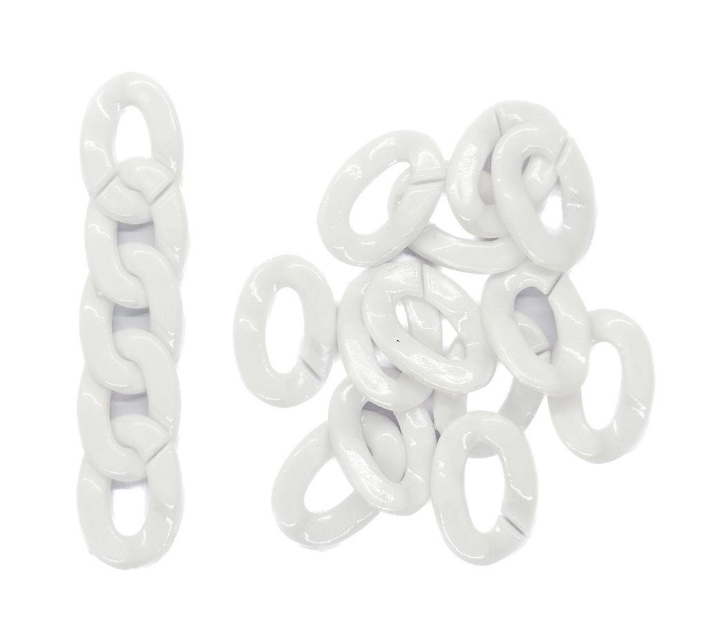 Eslabón acrílico 13mm blanco n°1 x 20gr.   