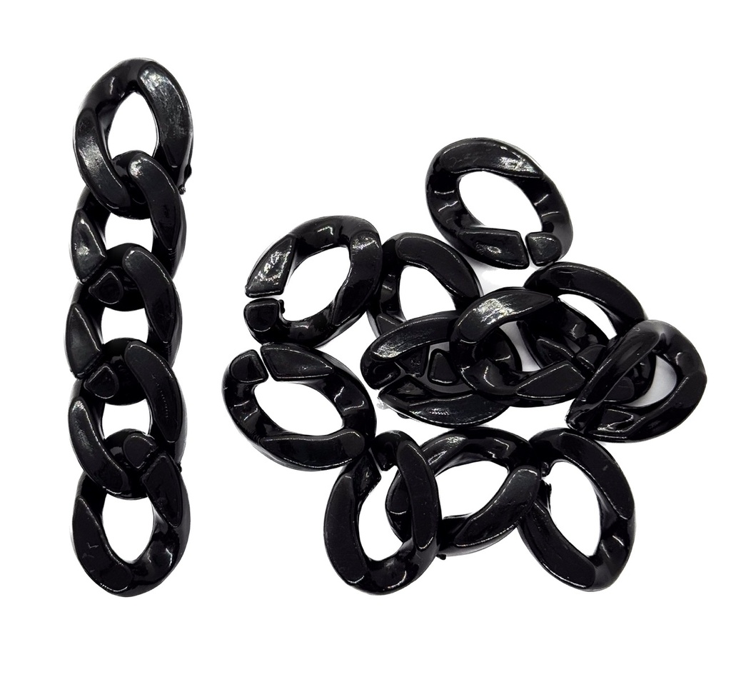 Eslabón acrílico 13mm negro x 20gr.  