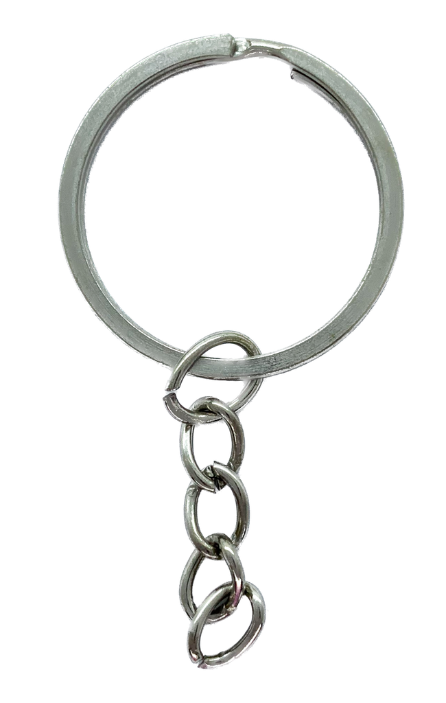 Argolla de llavero plana con cadena níquel 30mm 