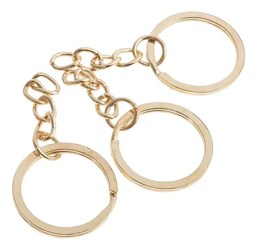 Argolla de llavero plana c/cadena 30mm gold rose 