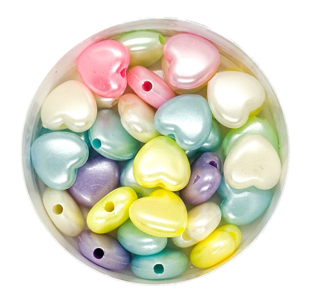  Plástico infantil pastel perlado corazón 10mm x 10gr.  
