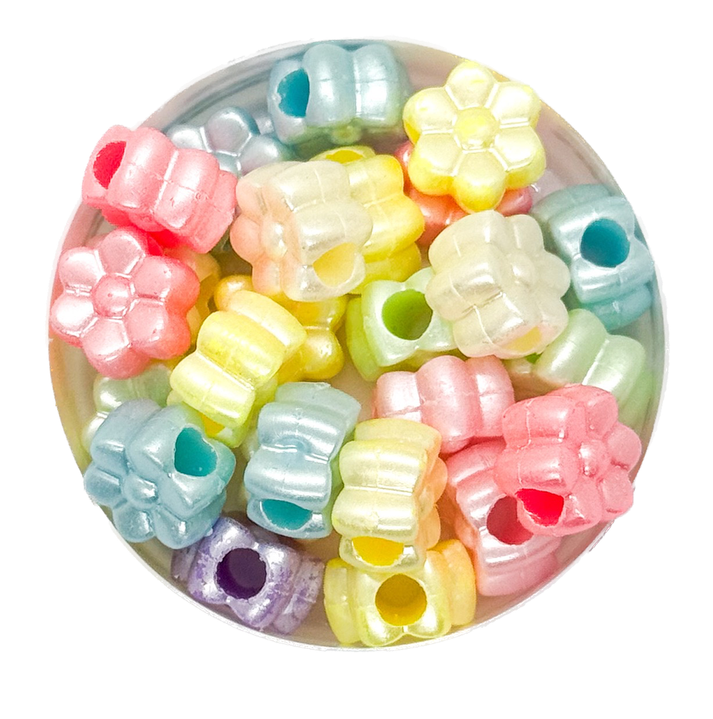  Plástico infantil pastel perlado flor 10mm x 10gr.   