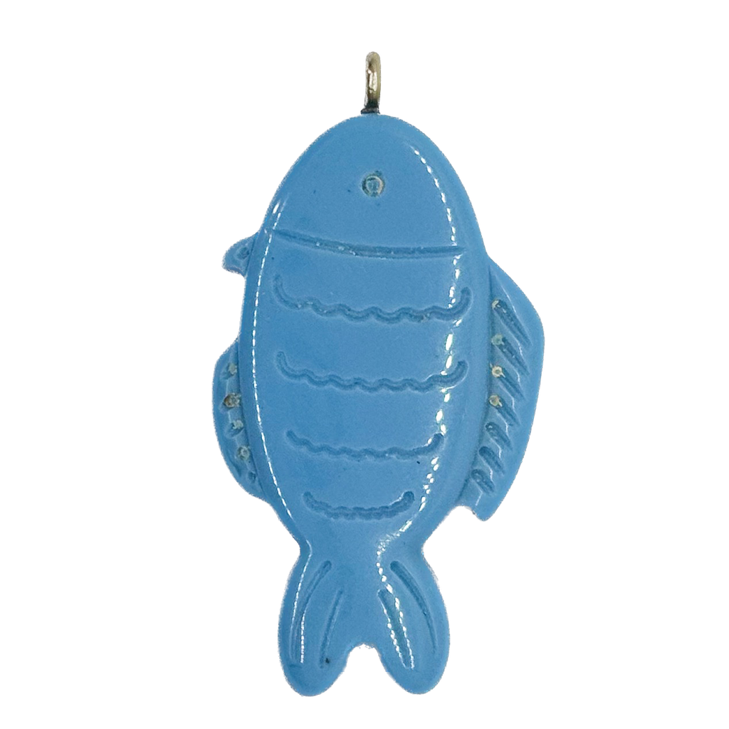 Pez resina labrado c/pitón celeste x 1un   