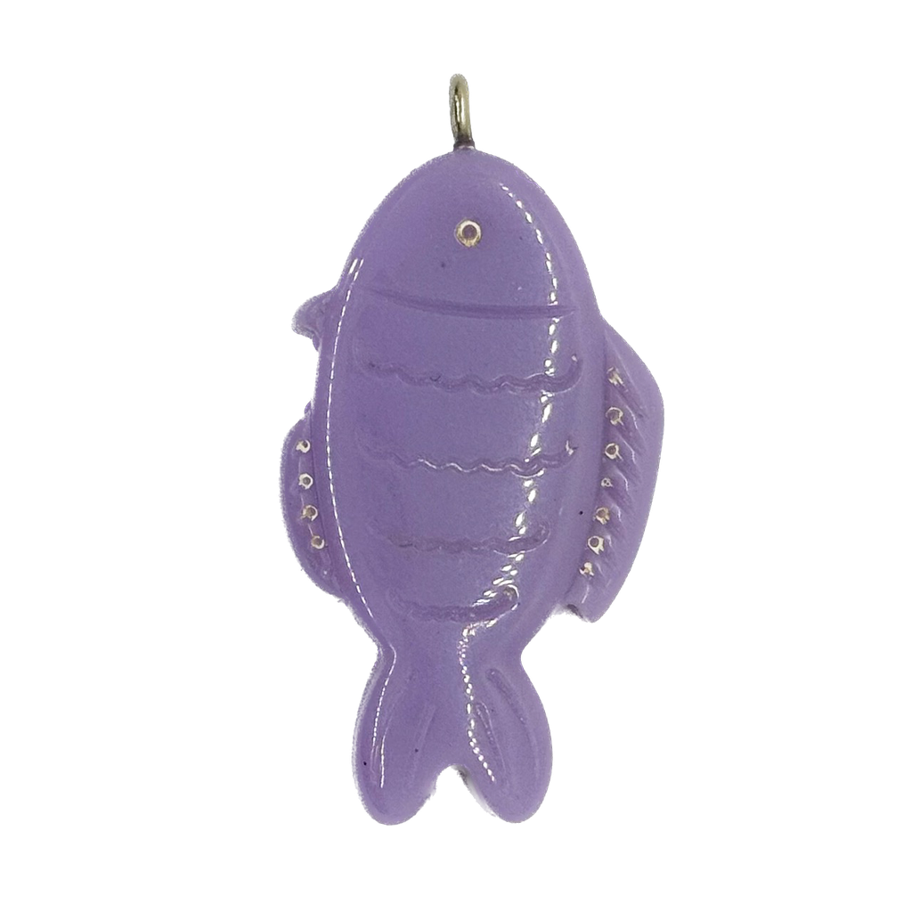 Pez resina labrado c/pitón lila claro x 1un