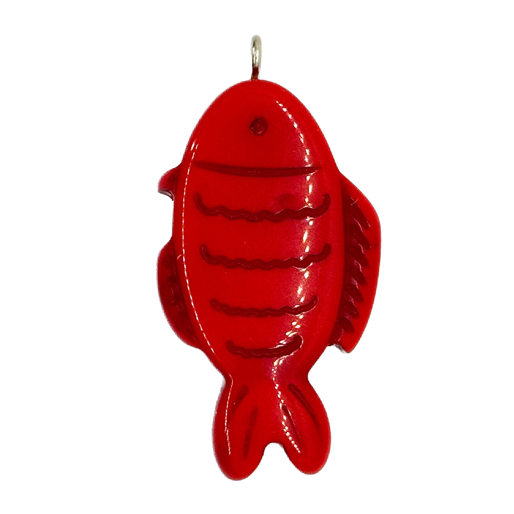 Pez resina labrado c/pitón rojo x 1un 