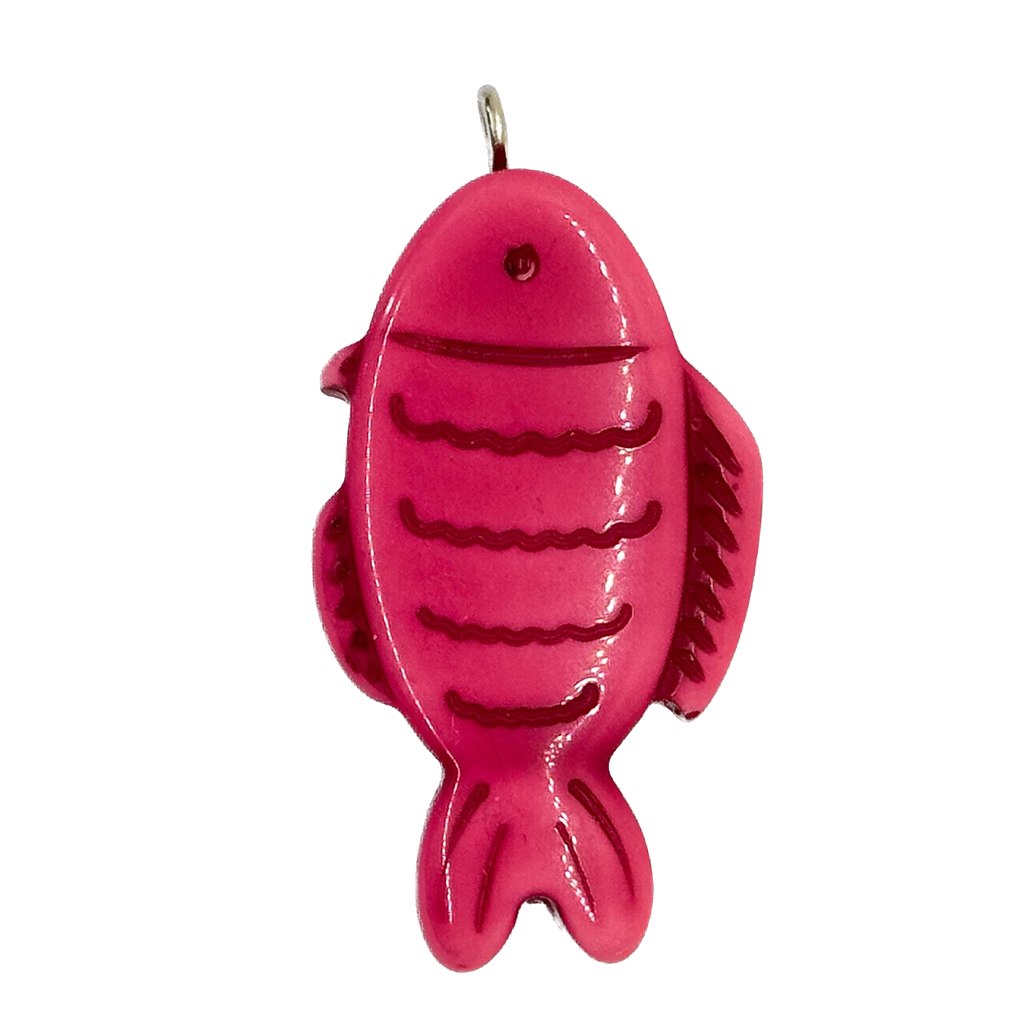 Pez resina labrado c/pitón fucsia x 1un   