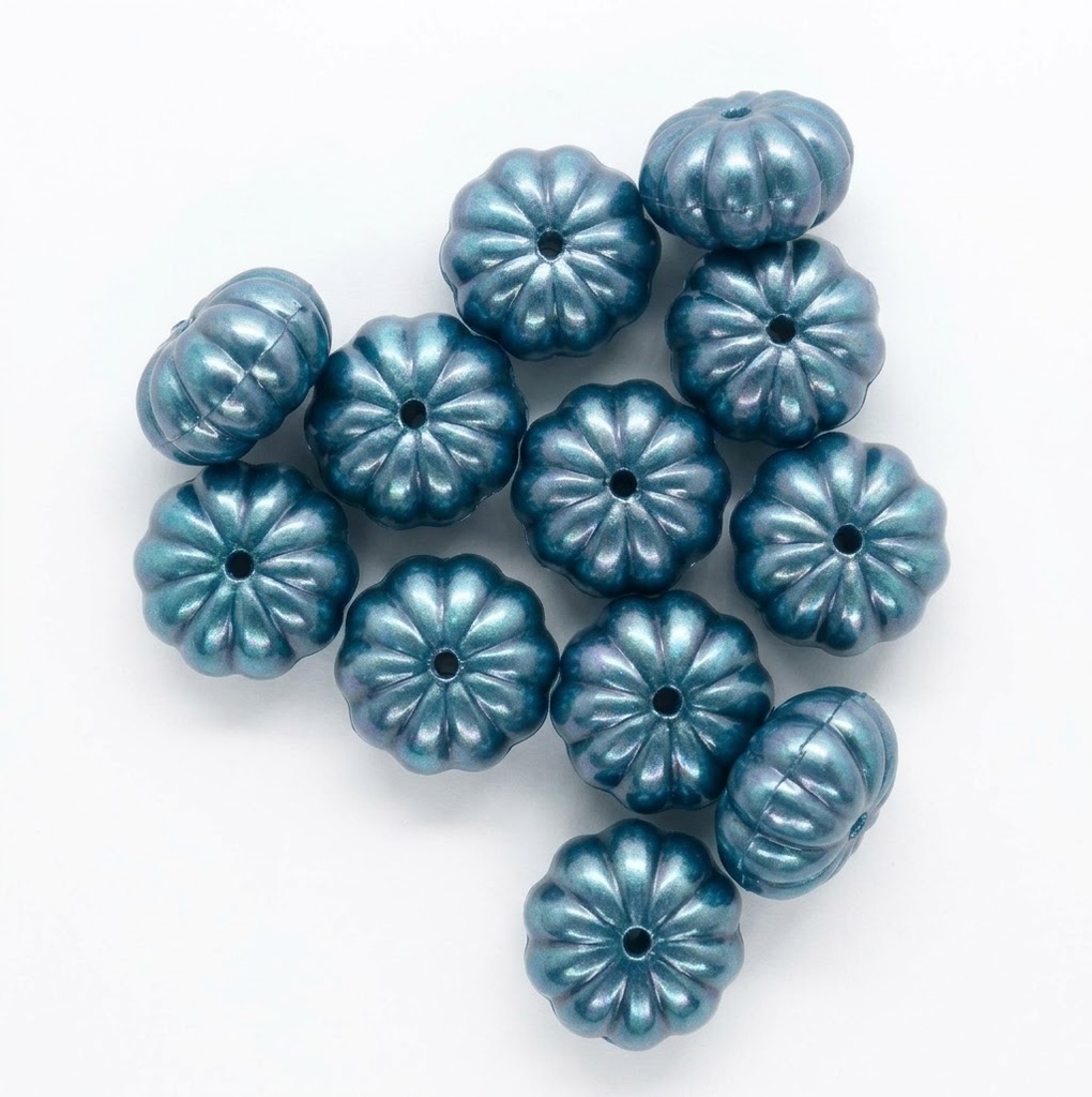 Cuenta acrílico zapallo azul perlado x 20grs. 