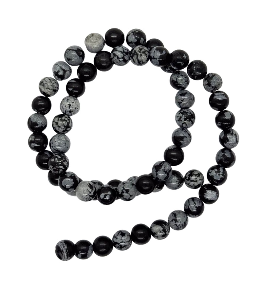 Bolita piedra obsidiana nevada 6mm x tira  