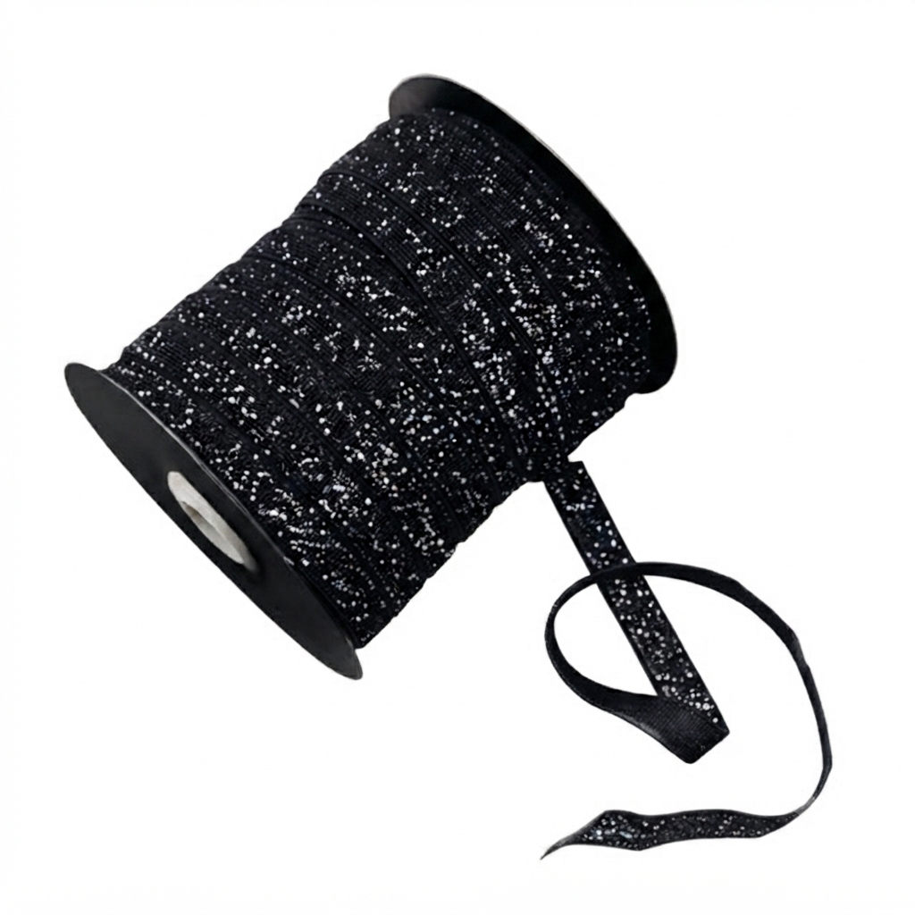 Cinta glitter 10mm negra