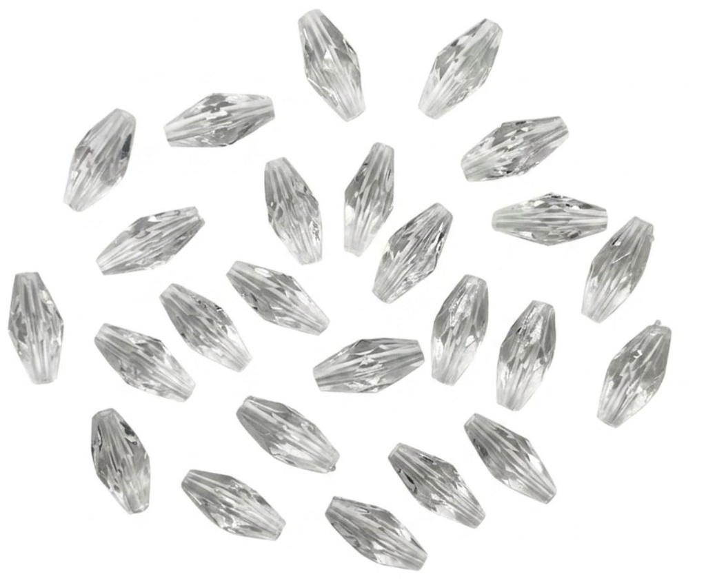 Cairel acrílico transp. semilla pasante 15x7mm x 20gr  