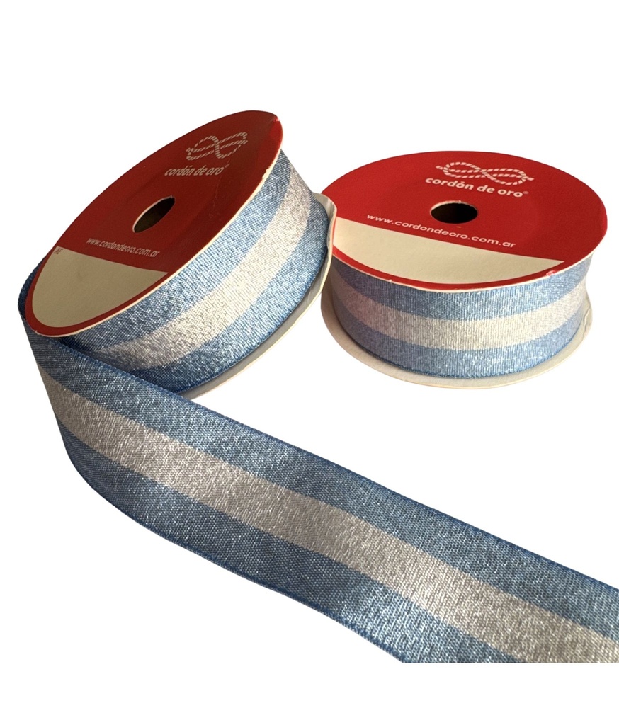 Cinta Bandera Argentina c/brillo 25mm x 10mt