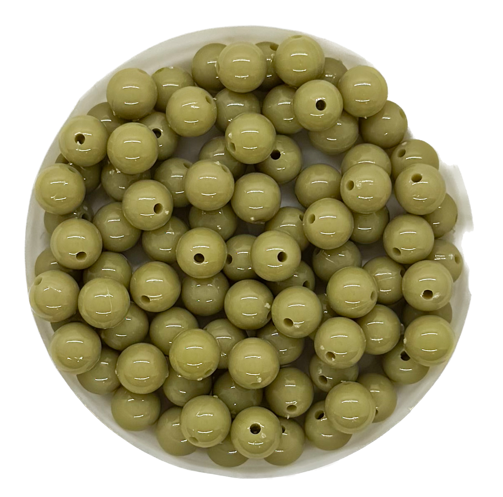 Bolita acrílico lisa oliva 6mm x 10gr