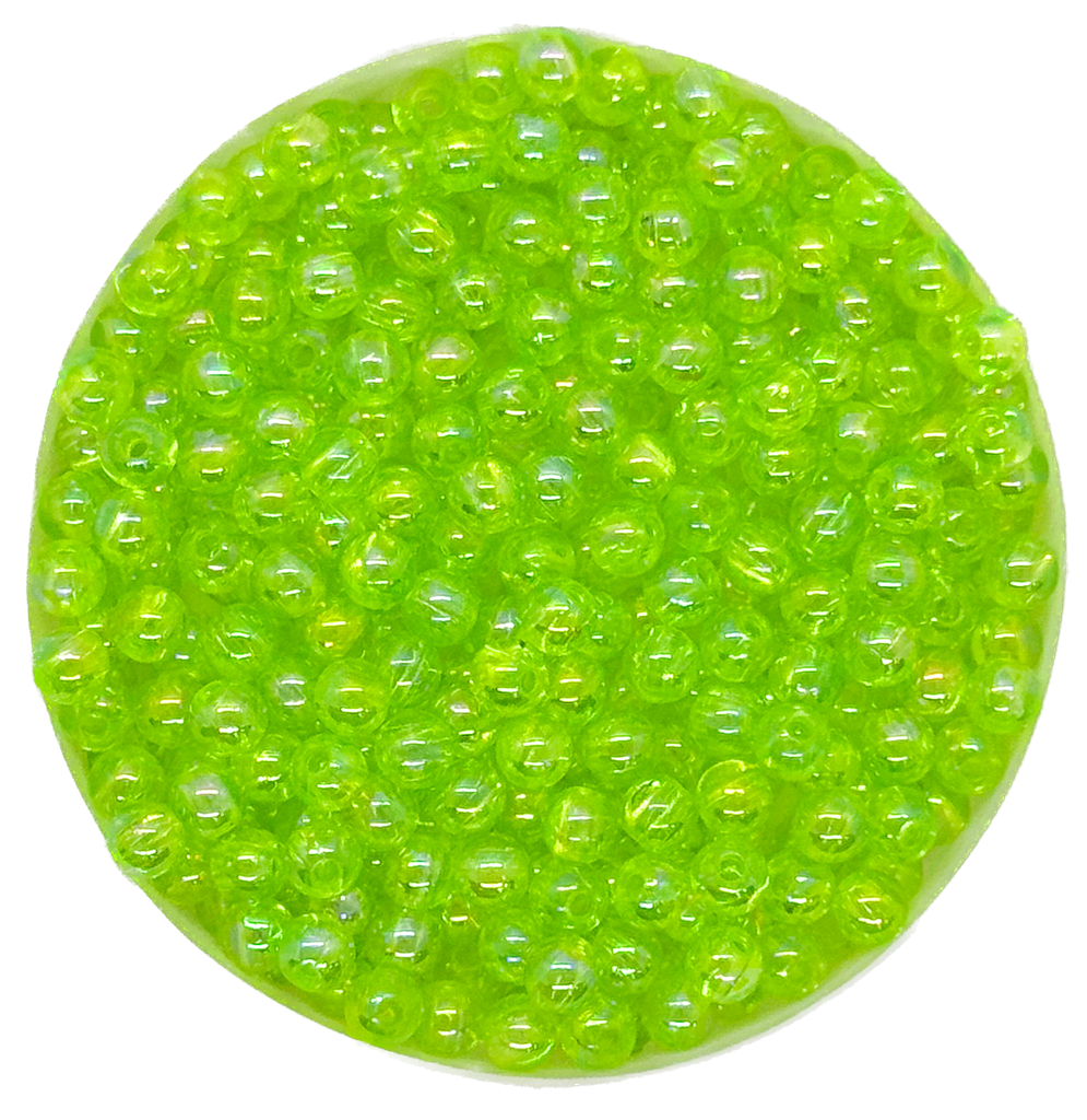 Perla plástica tornasol 4 mm #35 verde flúor x 10gr