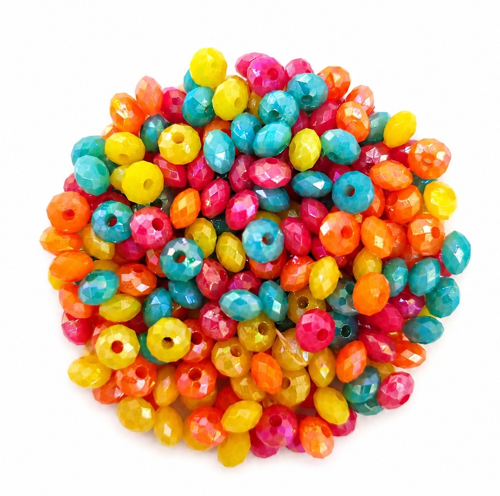 Dona acrílica facetada multicolor 6mm x 10gr. 