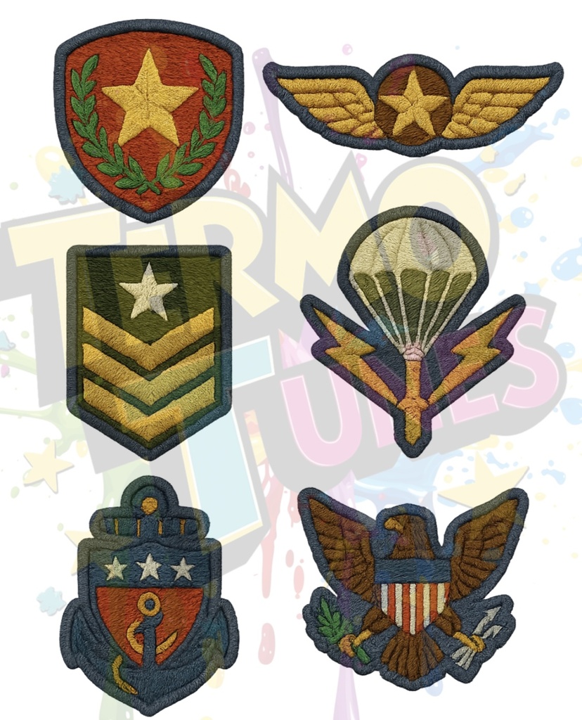 Transfer DTF simil bordado militar x 1 hoja  