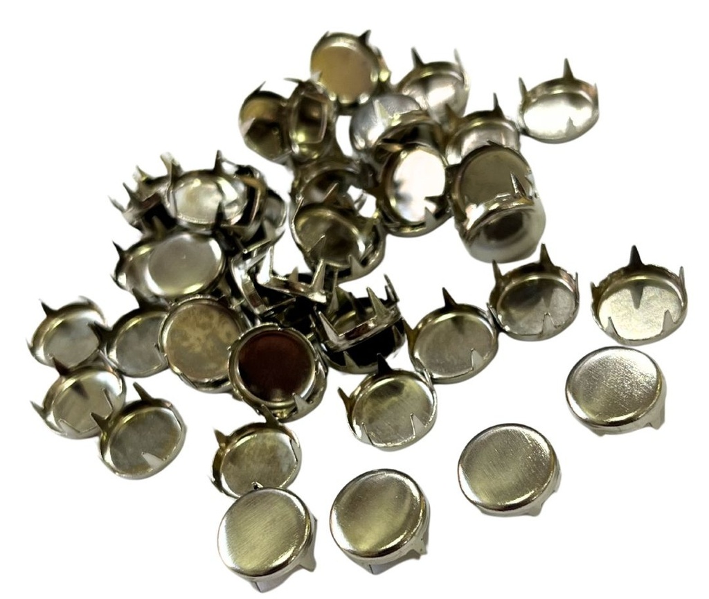 Tachas níquel redondas plana 9,5mm x 50un.  