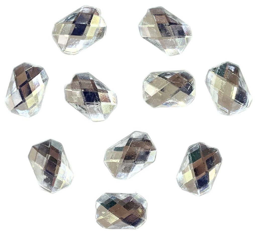 Gemas termopegables plateadas rectangular 10x14mm x 10un 