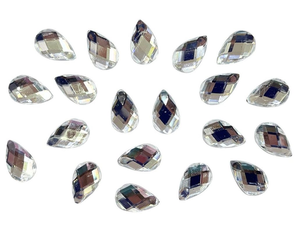 Gemas termopegables plateadas gota 8x12mm x 20un  