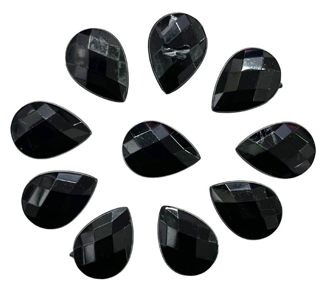 Gemas termopegables negra gota 13x18mm x 10un    