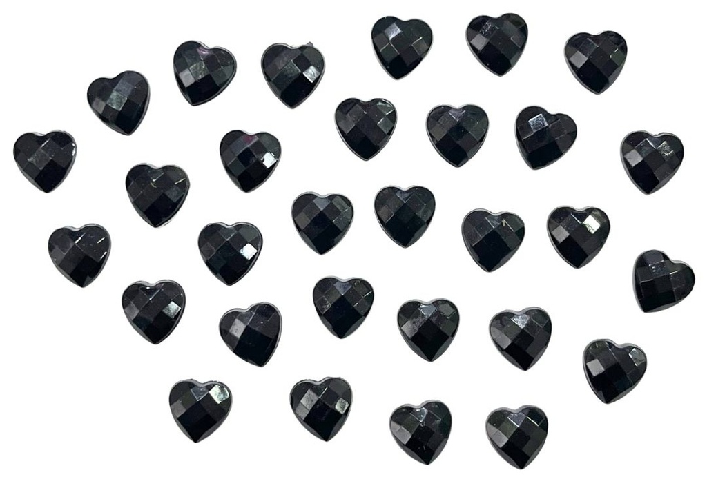 Gemas termopegables negra corazón 8mm x 30un  